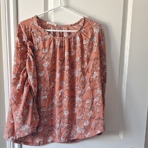 Floral Long Pleated Baloon Sleeve Women's Top Maxstudio Xl